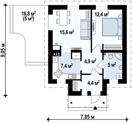 Планировка проекта «Дом 50» площадью 50 м²