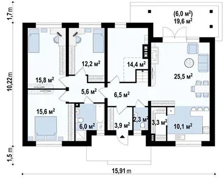 Планировка дома «Дом 101» площадью 101 м²