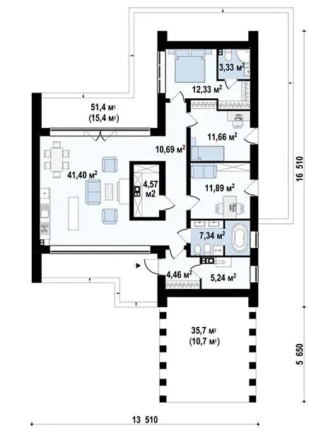 Планировка проекта «Дом 113» площадью 113 м²