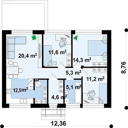 Планировка проекта дома «Дом 85» площадью 85 м²