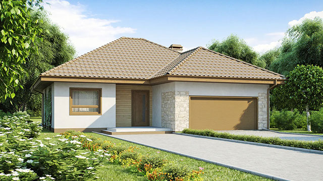 Экстерьер проекта дома «Дом 142-2» площадью 142 м² от строительной компании «ИЗБА».