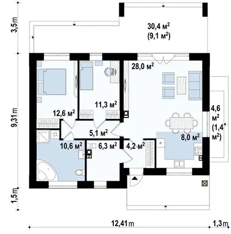 Планировка проекта «Дом 86» площадью 86 м²