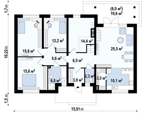 Планировка дома «Дом 101» площадью 101 м²
