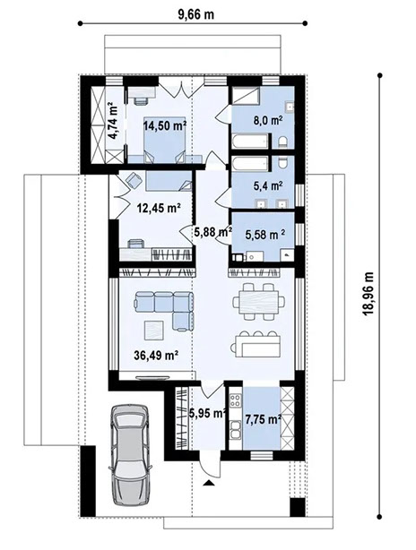 Планировка дома «Дом 107» площадью 107 м²