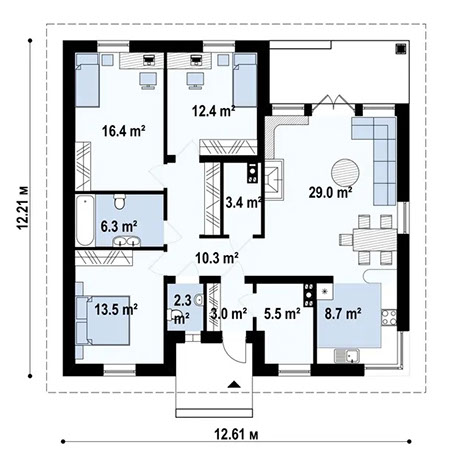 Планировка дома «Дом 111» площадью 111 м²