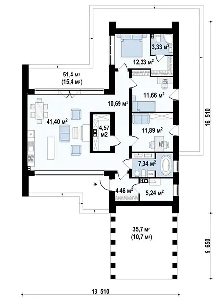 Планировка проекта «Дом 113» площадью 113 м²