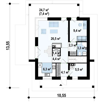 Планировка дома «Дом 124» площадью 124 м²
