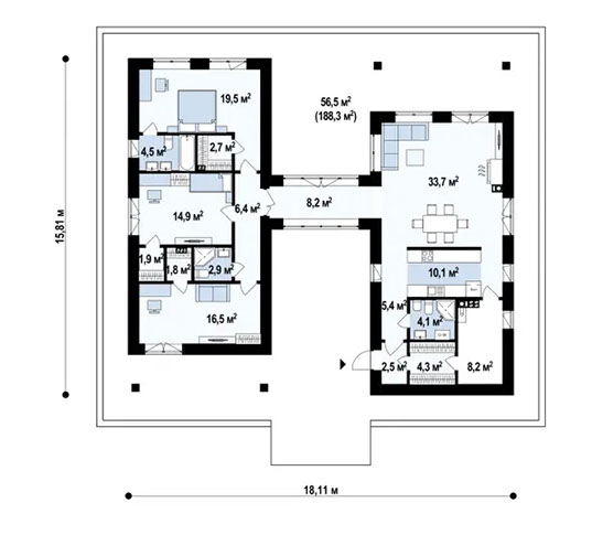 Планировка проекта «Дом 148» площадью 148 м²