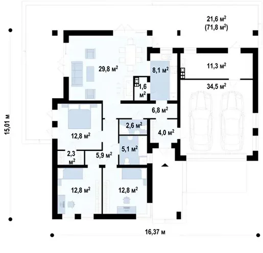 Планировка проекта «Дом 150» площадью 150 м²
