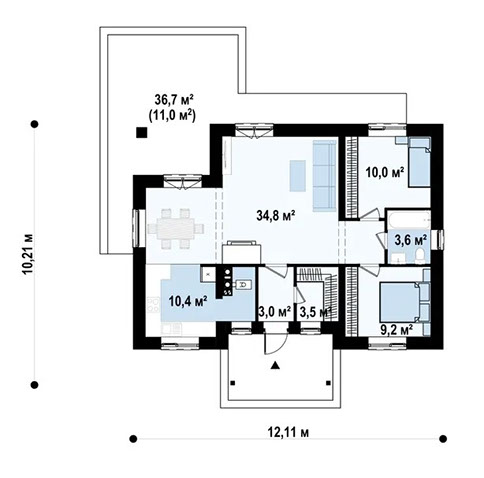Планировка дома «Дом 75» площадью 75 м²