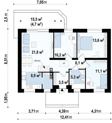 Планировка проекта «Дом 81» площадью 81 м²