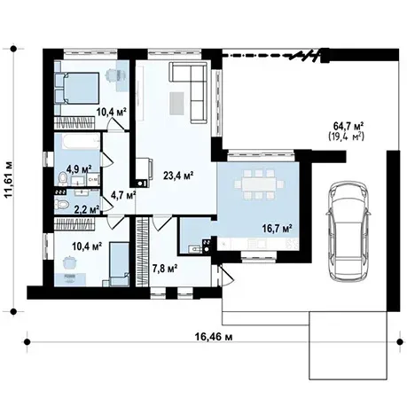 Планировка дома «Дом 81-2» площадью 81 м²