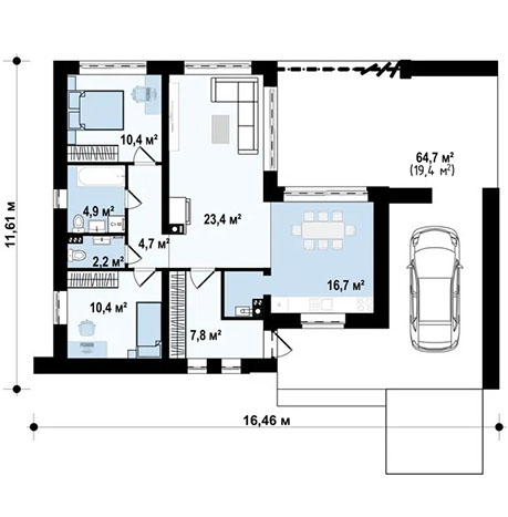 Планировка дома «Дом 81-2» площадью 81 м²